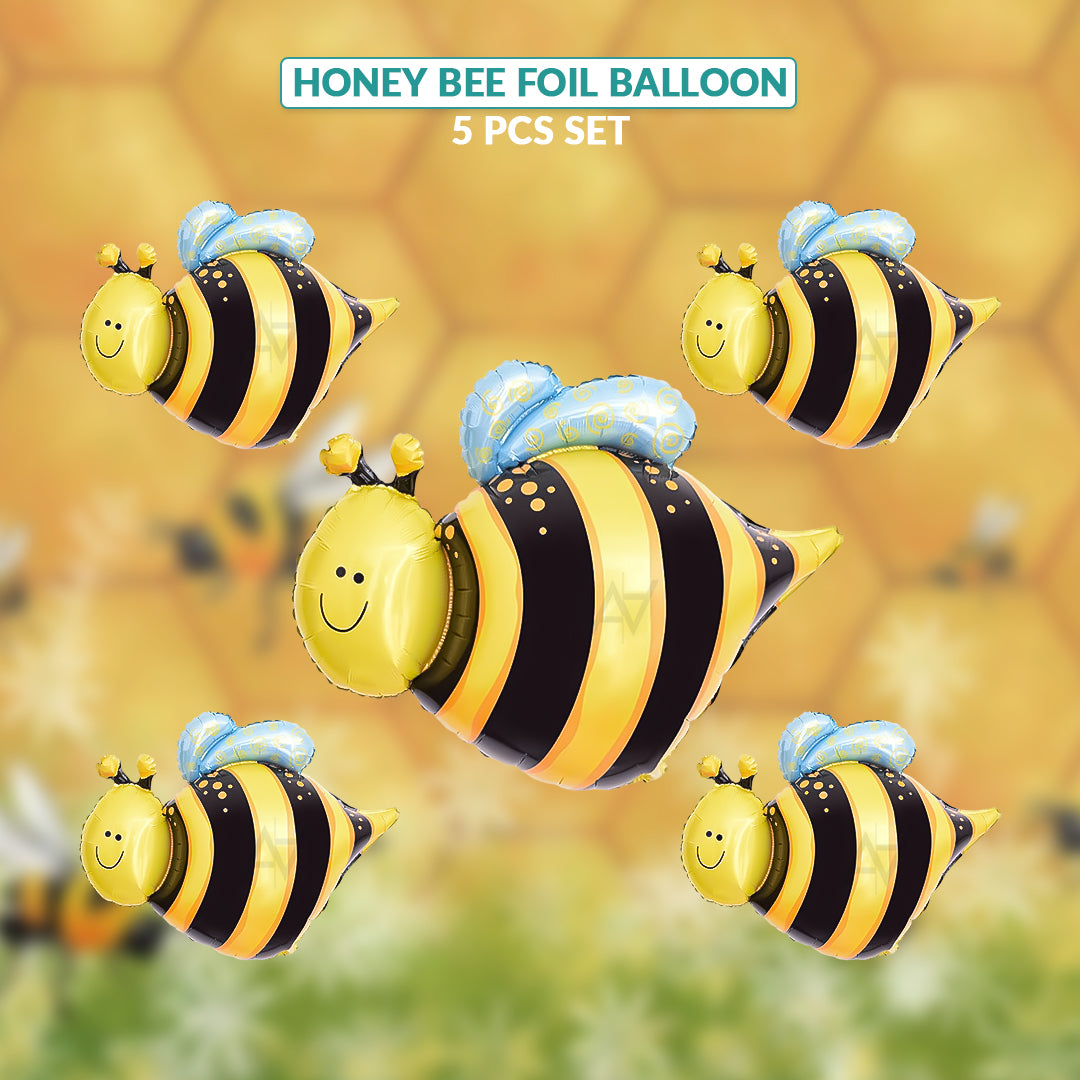 Honey Bee Foil Balloon Set (5 Pcs) – Cute Bee Party Decorations