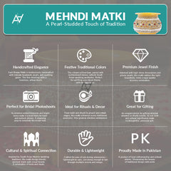 Mehndi Metal Matki with Pearl Detailing