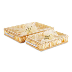 Set of 2 – Golden Satin Wedding Trays for Gifting & Decor