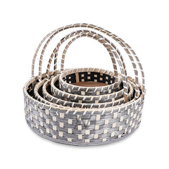 Set of 5 - Round Silver Cane Basket for Gifting, wedding decoration
