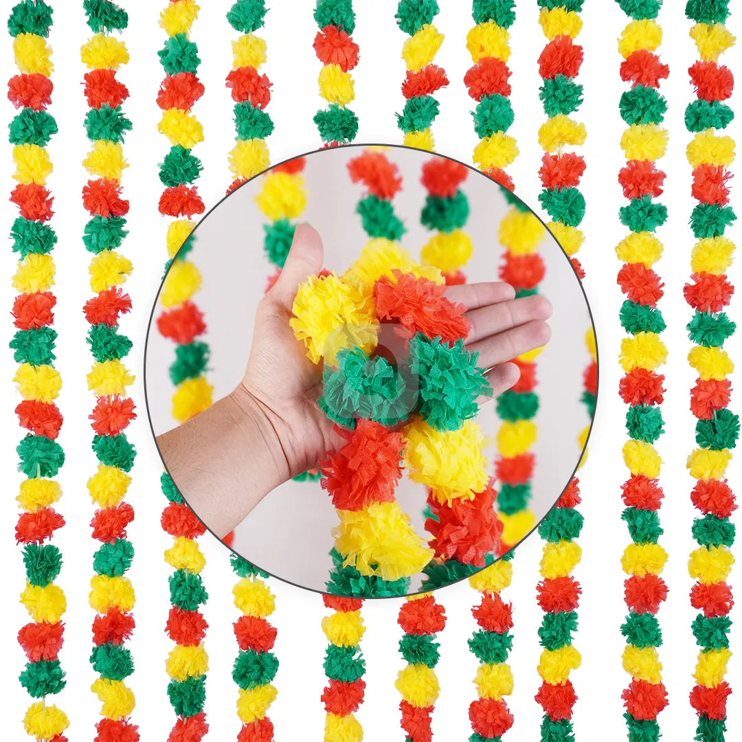Pom Pom Garland - Lari for Mehndi Mayon Dholki Decoration - Aliakbardecoration