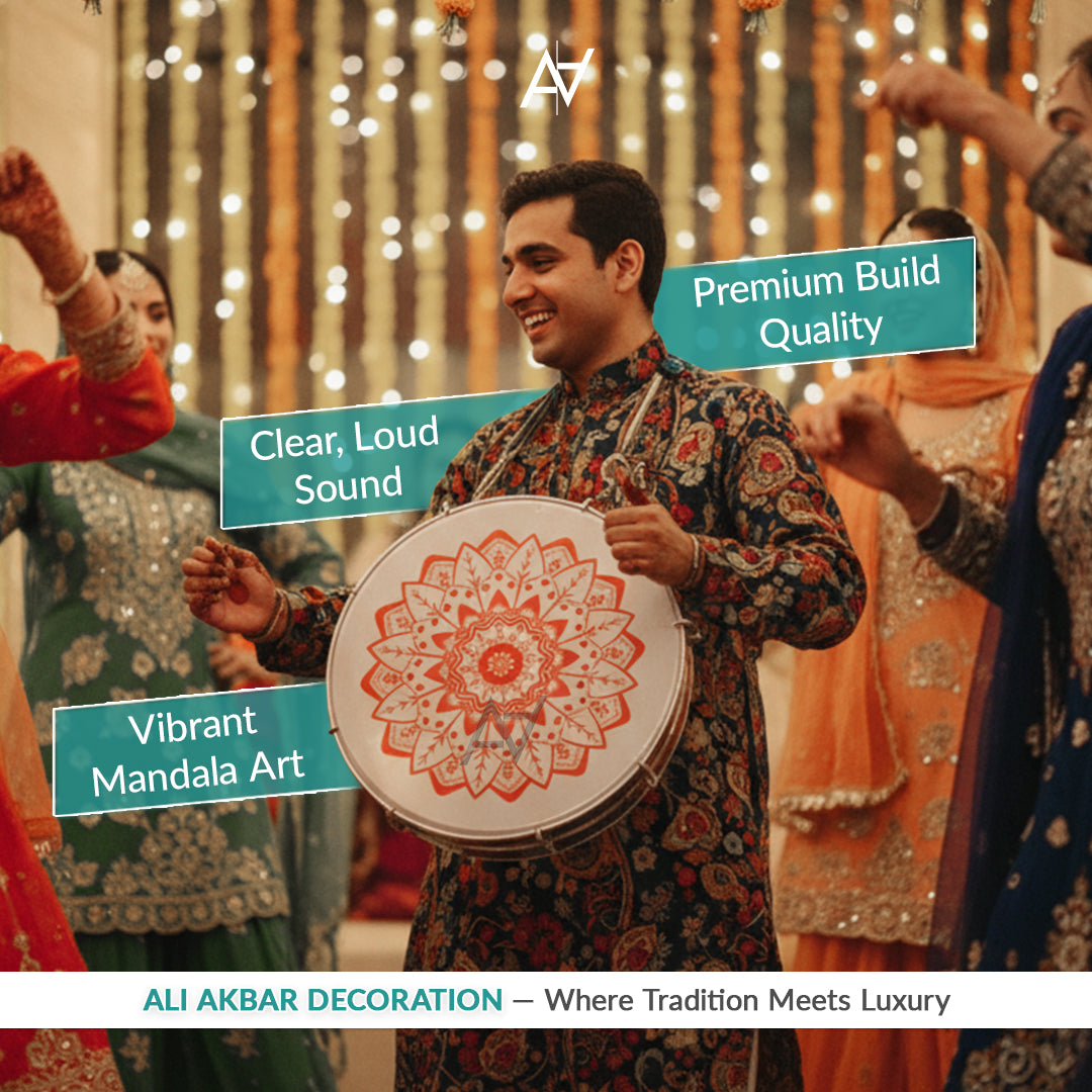 3 Pcs Duffli Set – Traditional Dholki for Mehndi & Wedding Events | Available in 3 Sizes