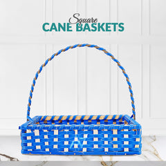 Set of 5 - Blue Square Cane Baskets for Gifting or Wedding decoration
