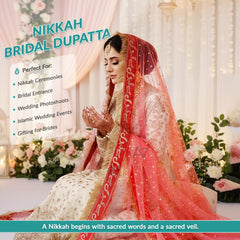 Bridal Nikkah Dupatta: 'Qabool Hai' Embroidered Lace Veil