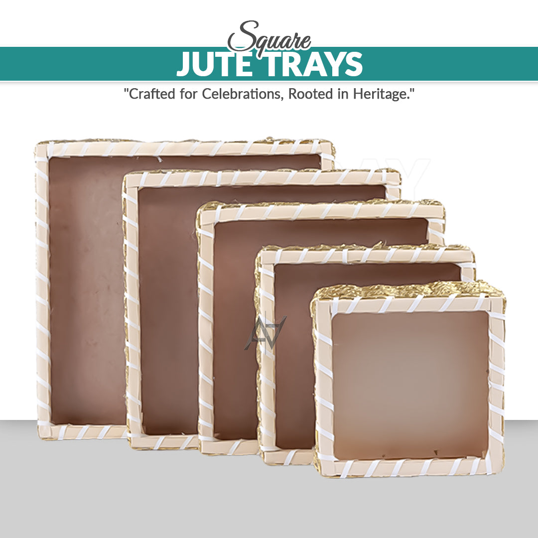 Golden Square Jute Storage Basket for Home or Gifting