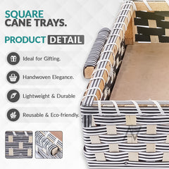 Set of 5 -  Silver Rectangle Cane Baskets for Gifting or Wedding decoration