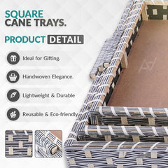 Set of 3 - Silver Rectangle Wedding Cane Trays - Perfect for Gifting & Wedding decor