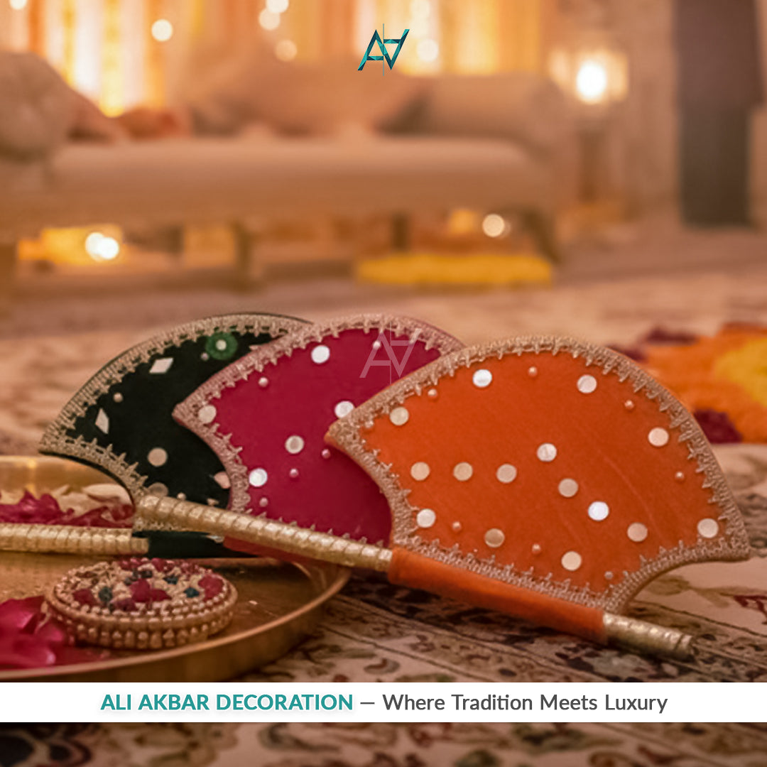 Velvet Hand Fan for Weddings & Mehndi Events