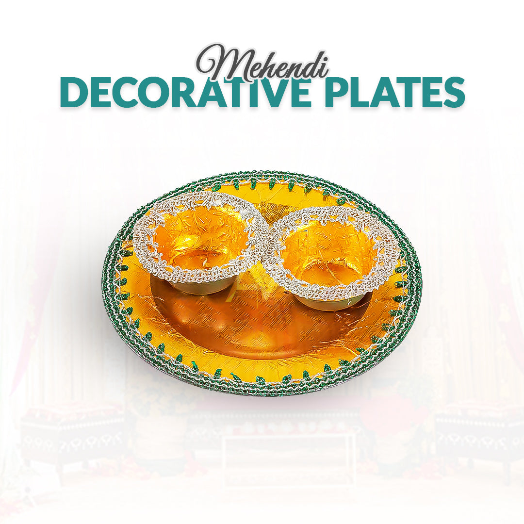 Round Mehndi Decorated Plates