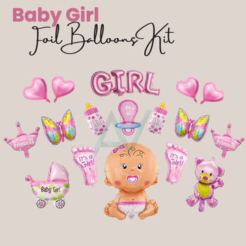 Baby Girl Foil Balloons Kit