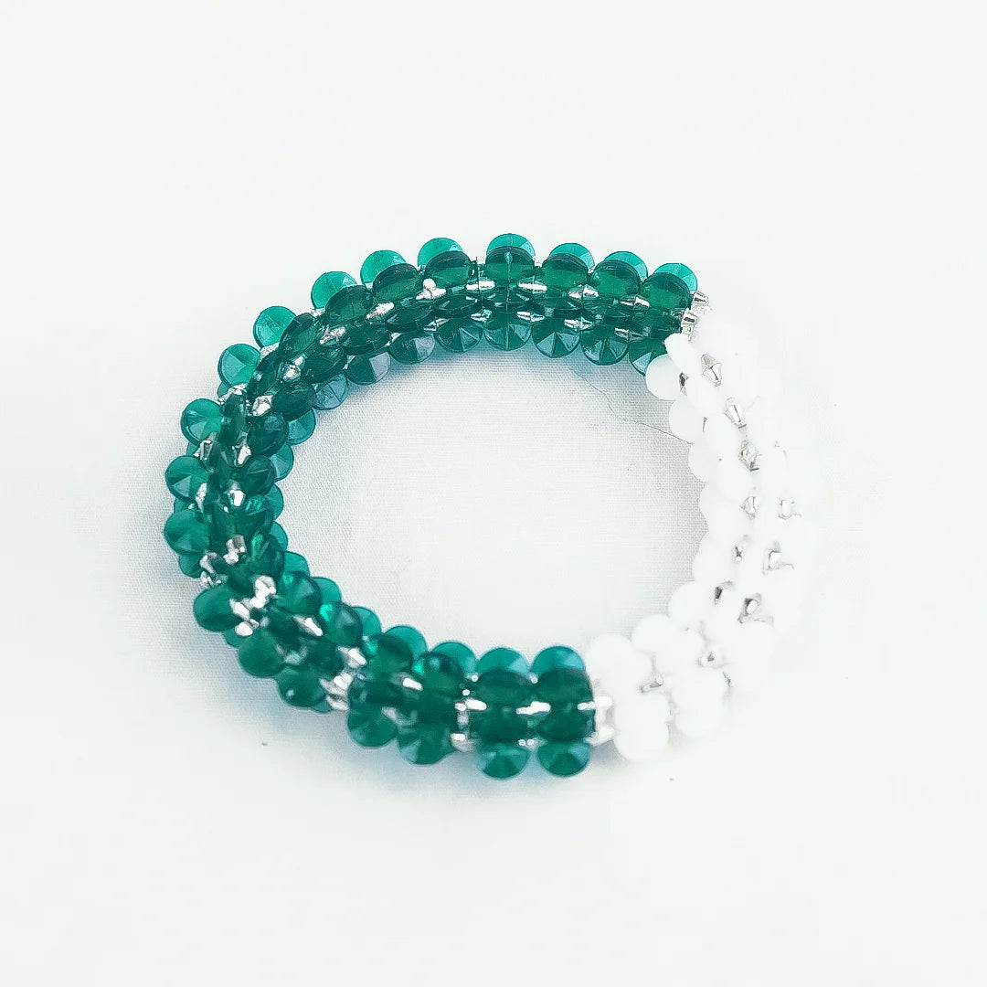 Handmade Green & White Crystal Leaf Bangles Set for Women & Girls