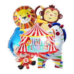 Pack of 10 - Circus theme foil balloons - 5 pcs Set - Ali Akbar decoration