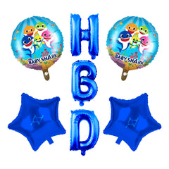 Pack of 10 - Baby Shark Foil Balloons - 5 pcs Set - Ali Akbar decoration