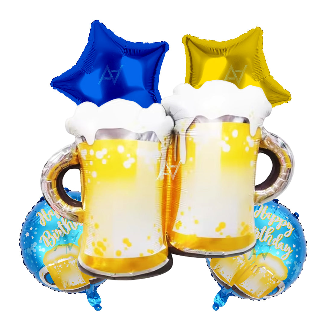 Pack of 10 - Beer Foil balloons - 7 pcs foil Balloons Set - Ali Akbar decoration