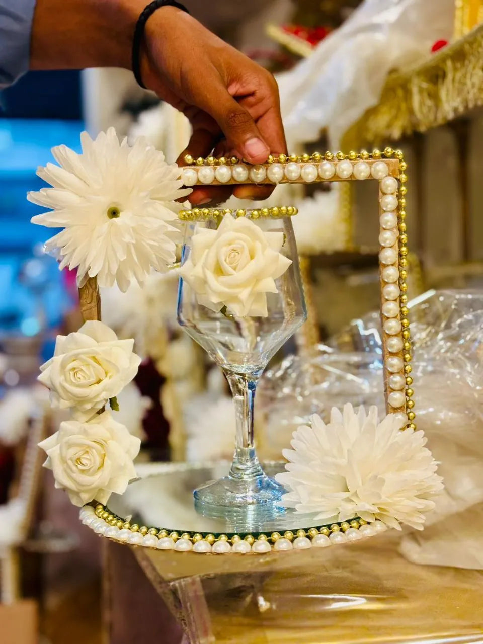 Doodh Pilai Glass Tray -  Wedding Tray