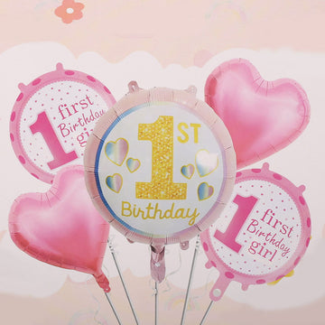1st Birthday Foil balloons 5 Pcs Set