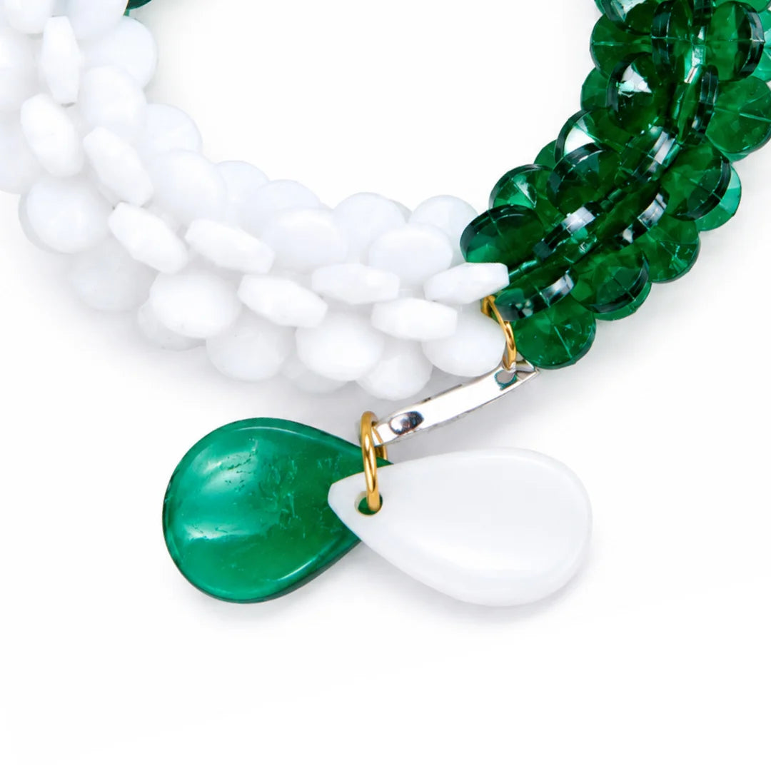 Handmade Green & White Crystal Beaded Bangles Set