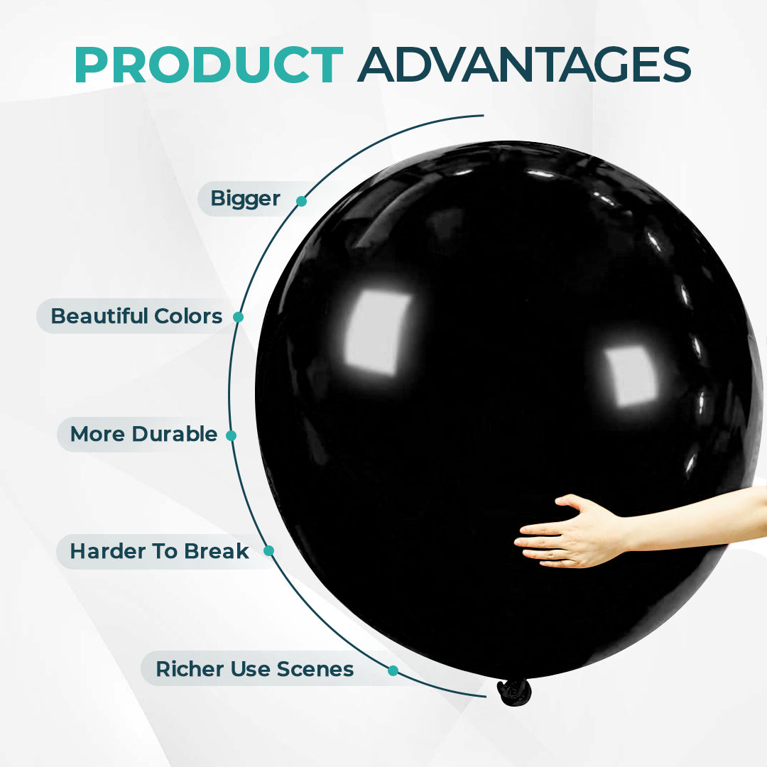 Black Giant Latex Balloon – 36 inch Oversized Party Balloon for Decor & Photos - Aliakbardecoration