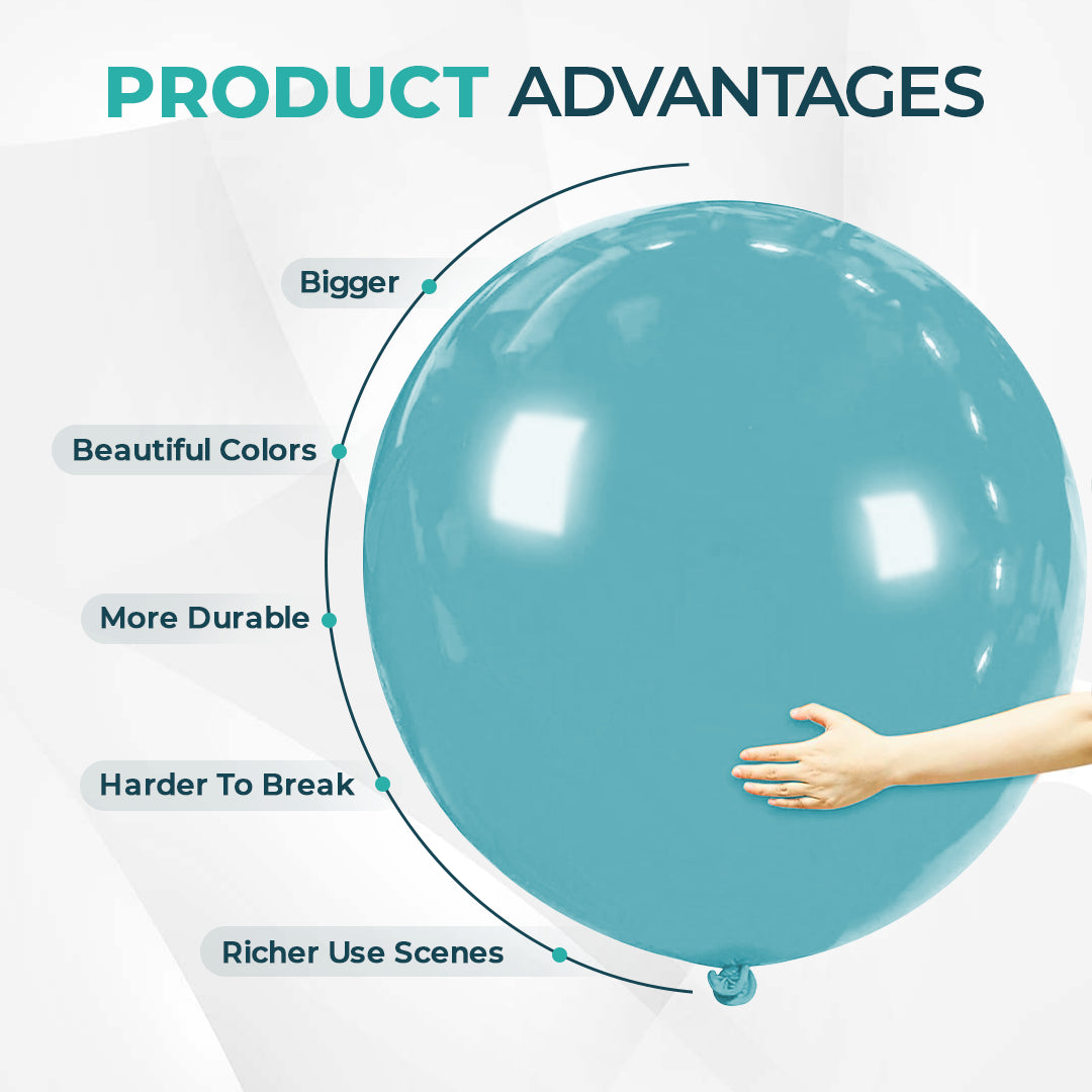 Lake Blue Giant Latex Balloon – 36 inch Oversized Party Balloon for Decor & Photos - Aliakbardecoration