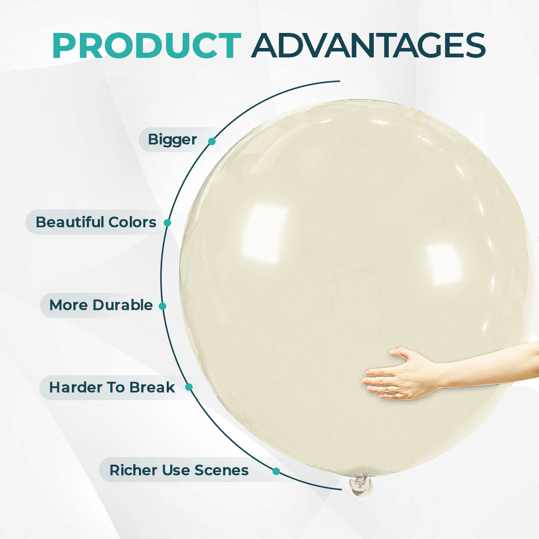 Pale Yellow Giant Latex Balloon – 36 inch Oversized Party Balloon for Decor & Photos - Aliakbardecoration