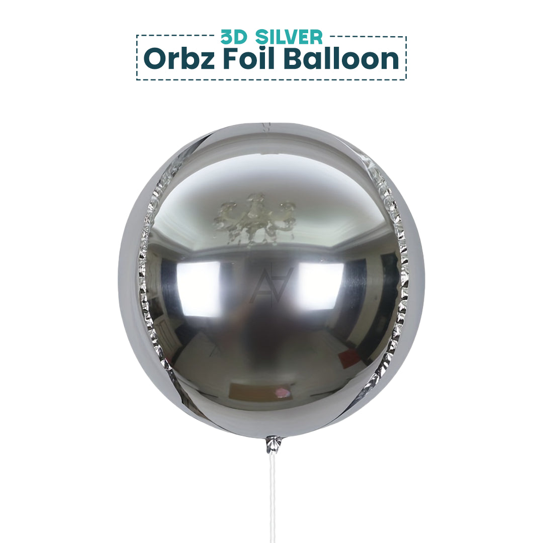 3D Silver Orbz Foil Balloon Set (5 Pcs) by Ali Akbar Decoration – Party Balloons