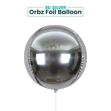 3D Silver Orbz Foil Balloon Set (5 Pcs) by Ali Akbar Decoration – Party Balloons