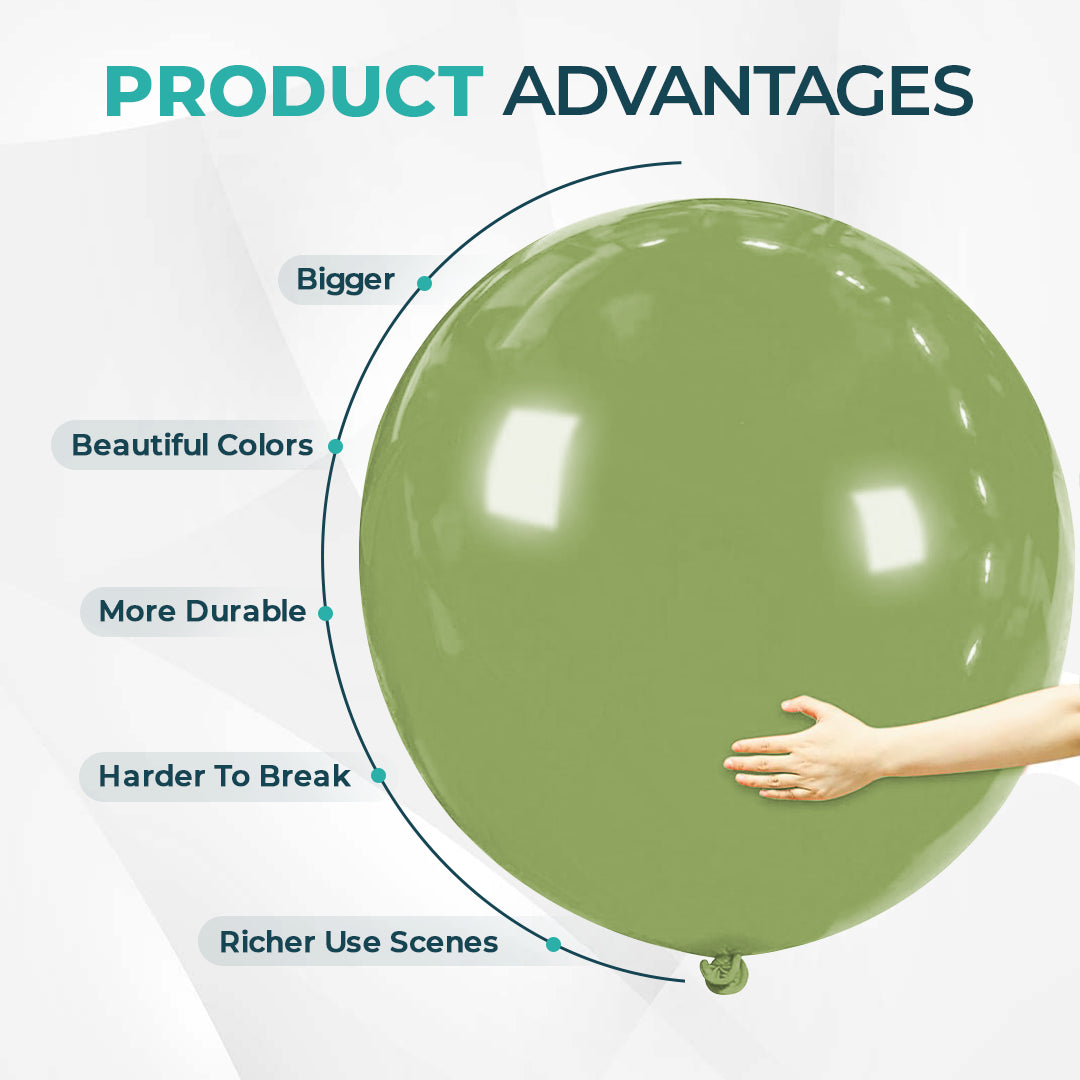 Olive Green Giant Latex Balloon – 36 inch Oversized Party Balloon for Decor & Photos - Aliakbardecoration