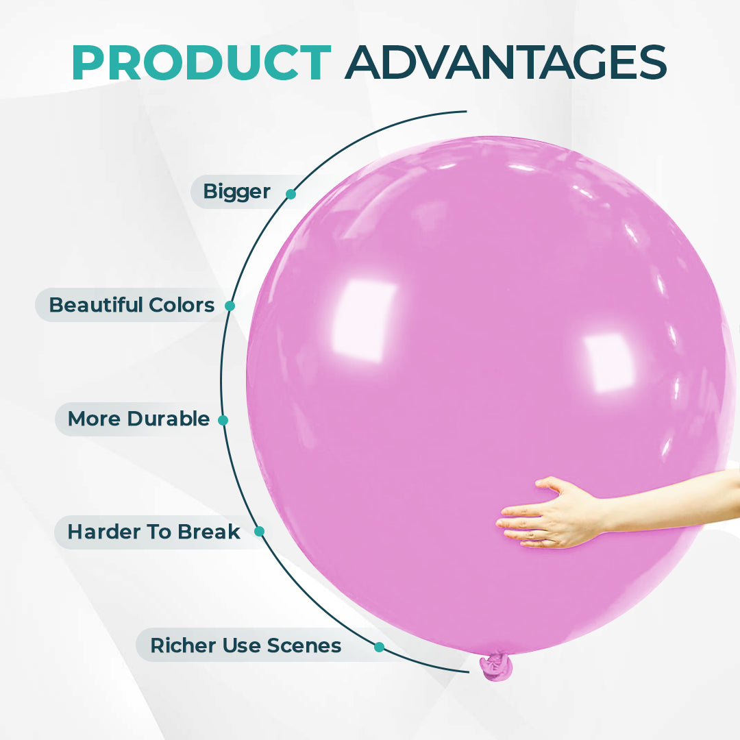 Hot Pink Giant Latex Balloon – 36 inch Oversized Party Balloon for Decor & Photos - Aliakbardecoration