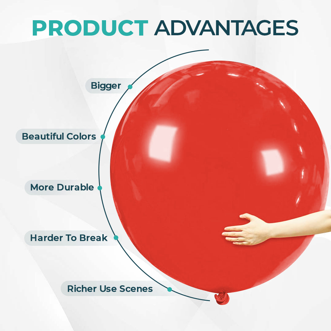 Red Giant Latex Balloon – 36 inch Oversized Party Balloon for Decor & Photos - Aliakbardecoration