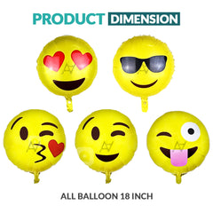 Pack of 10 - Emoji Foil Balloon - 5 Pcs Set - Ali Akbar decoration