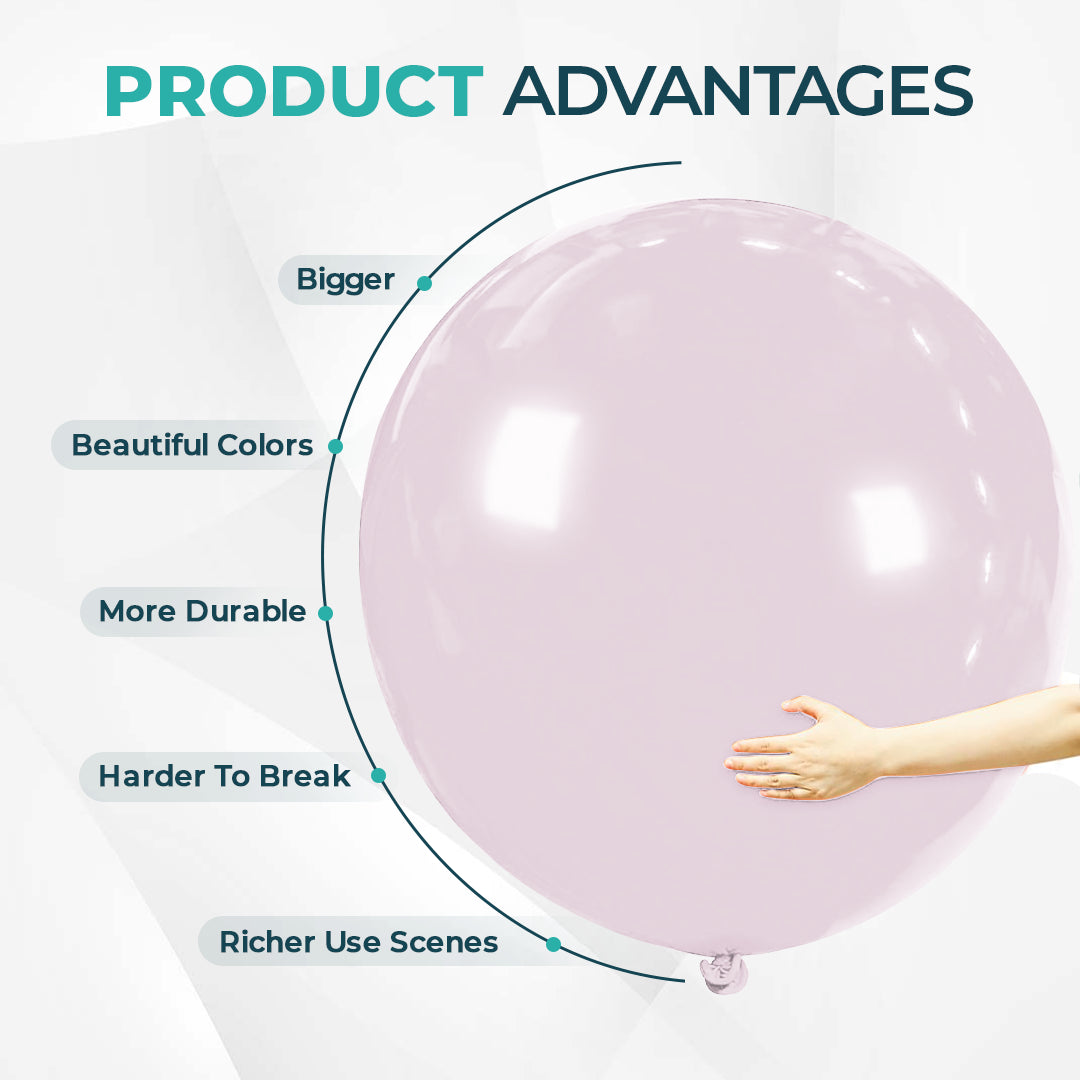 Grey Pink Giant Latex Balloon – 36 inch Oversized Party Balloon for Decor & Photos - Aliakbardecoration