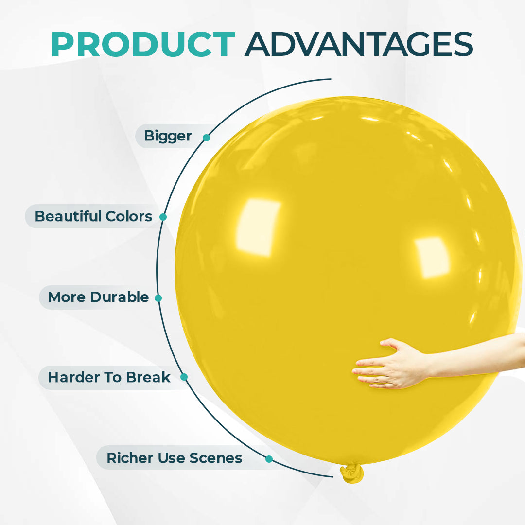 Yellow Giant Latex Balloon – 36 inch Oversized Party Balloon for Decor & Photos - Aliakbardecoration