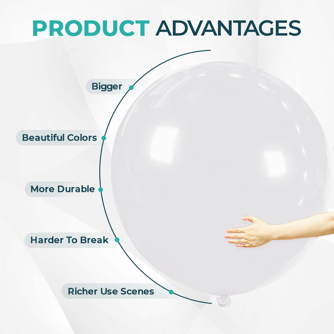 Milky White Giant Latex Balloon – 36 inch Oversized Party Balloon for Decor & Photos - Aliakbardecoration