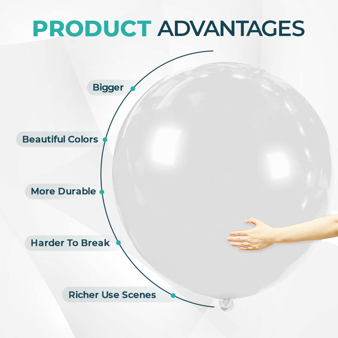 White Giant Latex Balloon – 36 inch Oversized Party Balloon for Decor & Photos - Aliakbardecoration