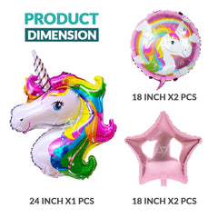 Pack of 10 - Unicorn Foil Balloons - 5 pcs foil balloon Set - Ali Akbar decoration