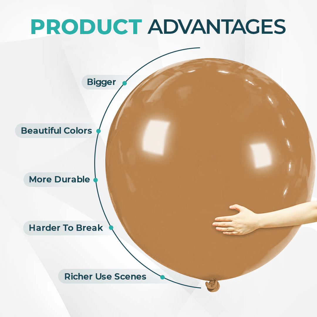 Coco Brown Giant Latex Balloon – 36 inch Oversized Party Balloon for Decor & Photos - Aliakbardecoration