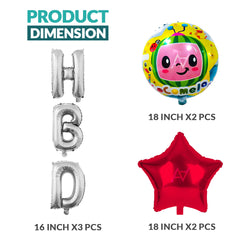Pack of 10 - Cocomelon Foil Balloons - 5 pcs Set -  Ali Akbar decoration