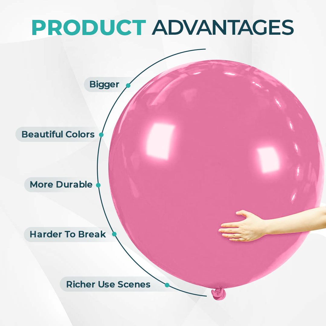 Vinatage Fushia Giant Latex Balloon – 36 inch Oversized Party Balloon for Decor & Photos - Aliakbardecoration