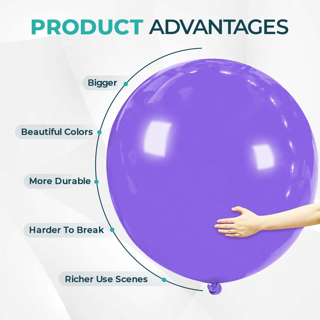 Purple Giant Latex Balloon – 36 inch Oversized Party Balloon for Decor & Photos - Aliakbardecoration