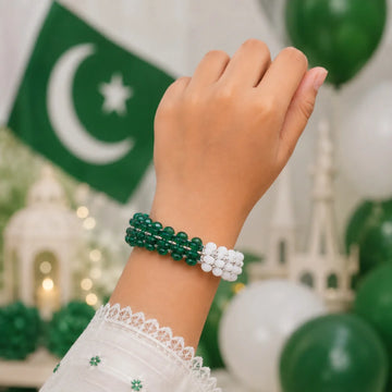 Handmade Green & White Crystal Leaf Bangles Set for Women & Girls