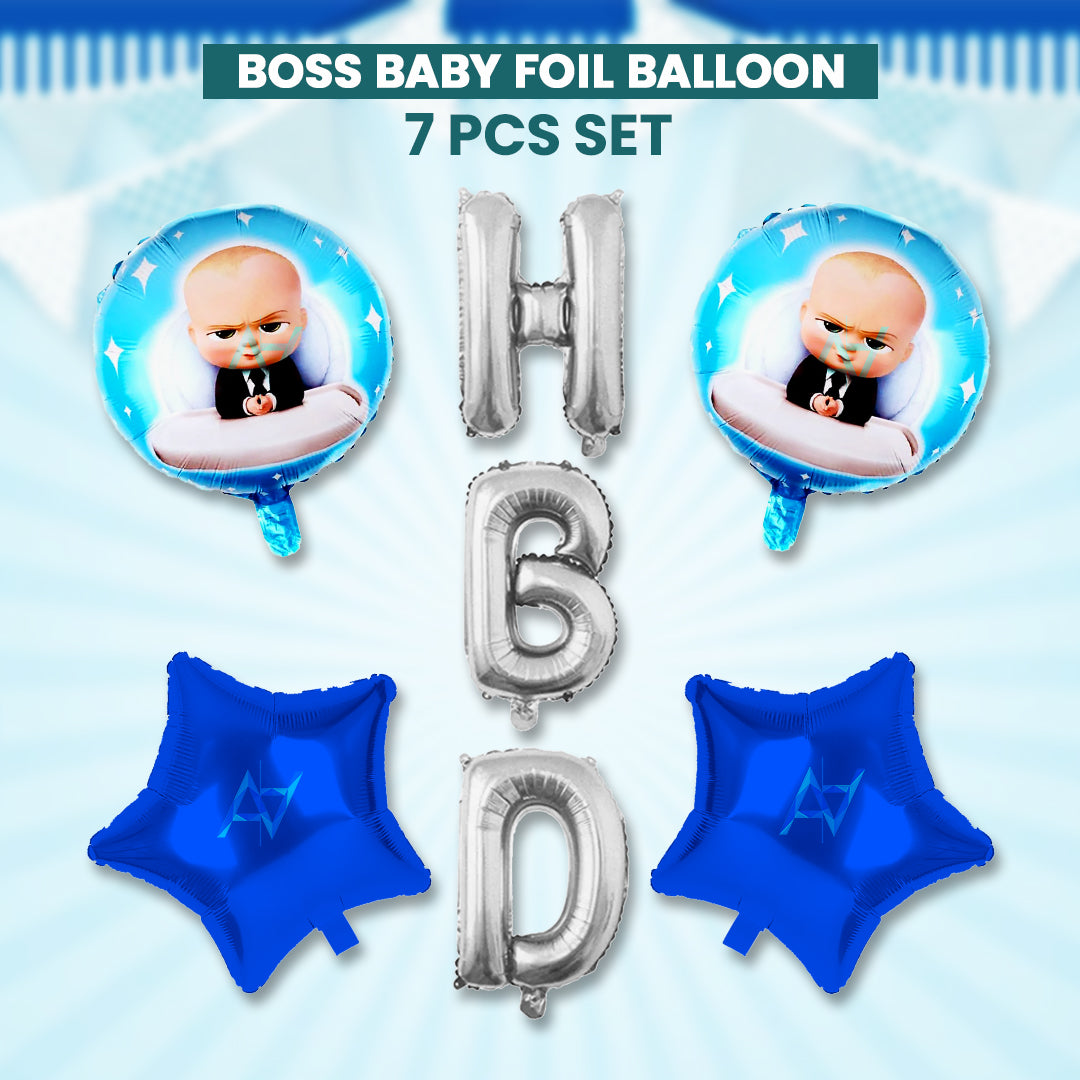 Pack of 10 - Boss Baby Foil Balloons - 5 pcs Set - Ali Akbar decoration