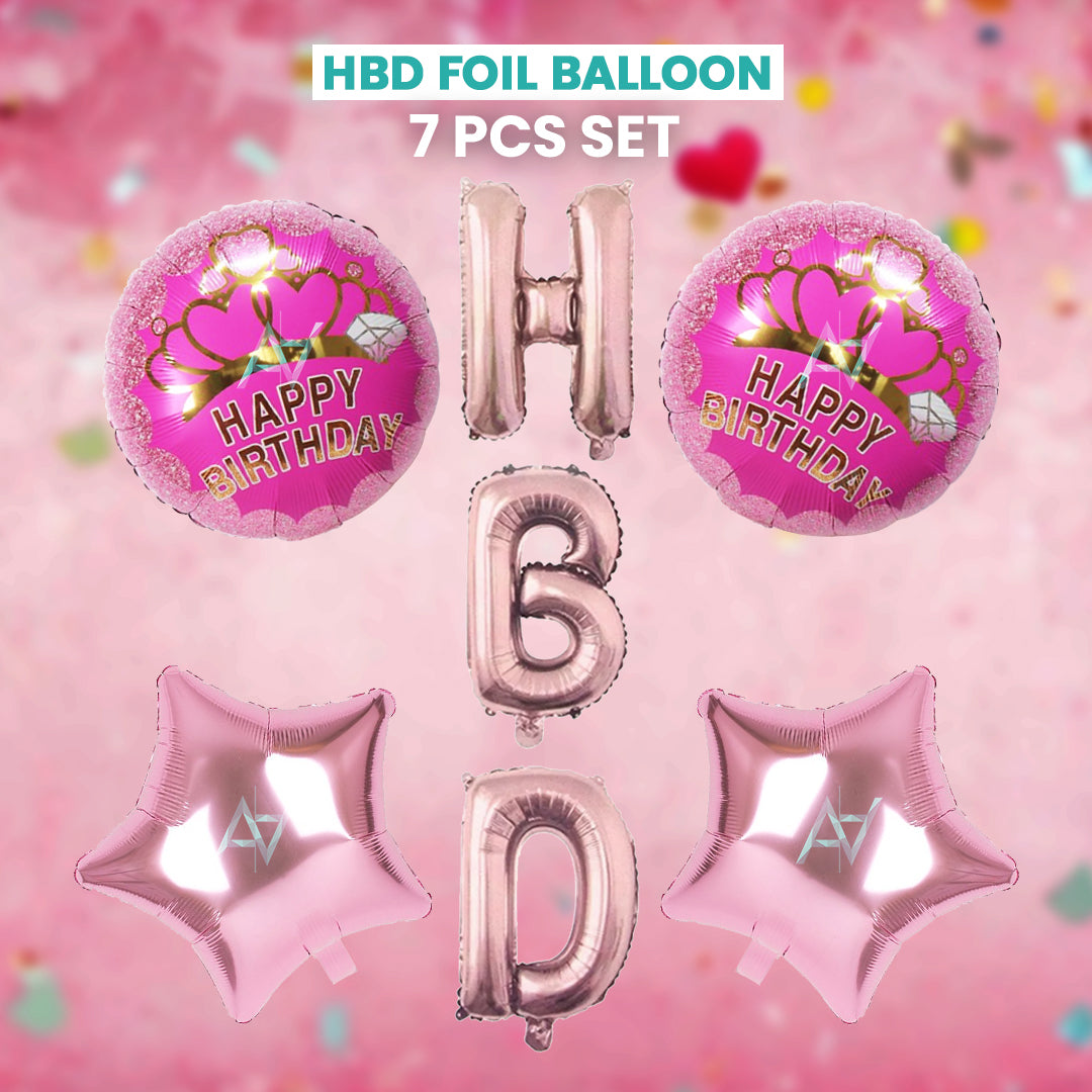 Pack of 10 - HBD Foil Balloons - 5 pcs Set - Ali Akbar decoration