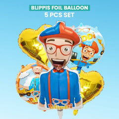 Pack of 10 - Blippi Foil Balloon - 5 pcs Set - Ali Akbar decoration
