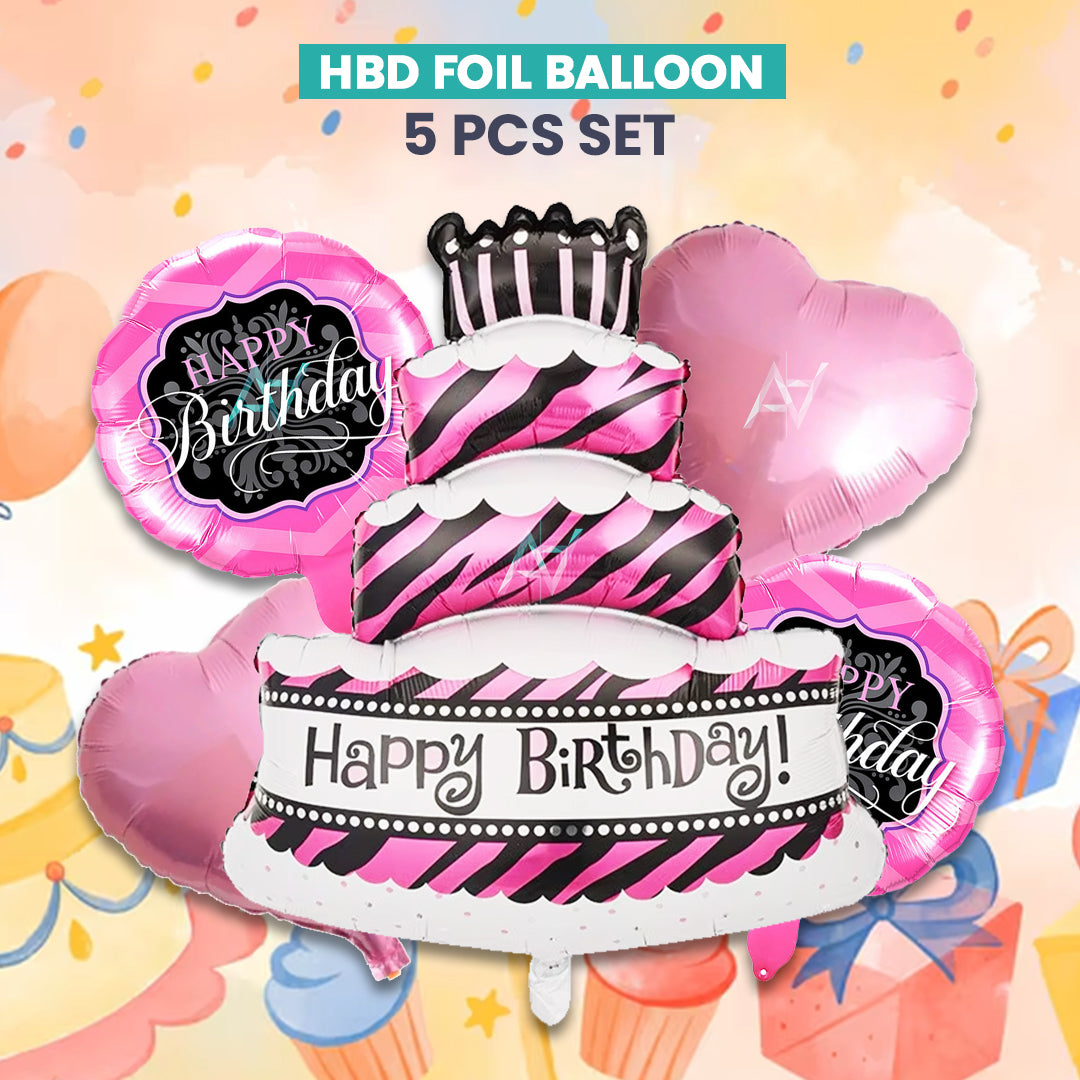 Pack of 10 - Happy birthday Foil Balloons - 5 pcs set - Ali Akbar decoration
