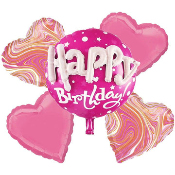3D Happy Birthday 5 Pcs Foil Balloons Set - aliakbardecoration