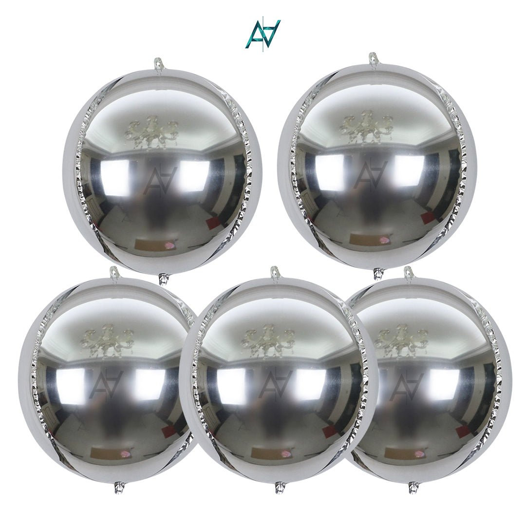 3D Silver ObsZ Foil Balloon Set (5 Pcs) by Ali Akbar Decoration – Party Balloons - aliakbardecoration