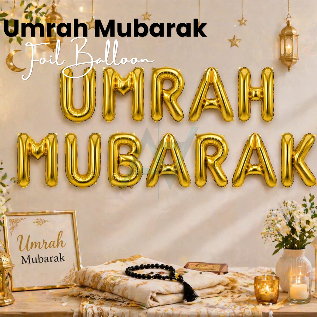 Umrah Mubarak Foil Balloon Set