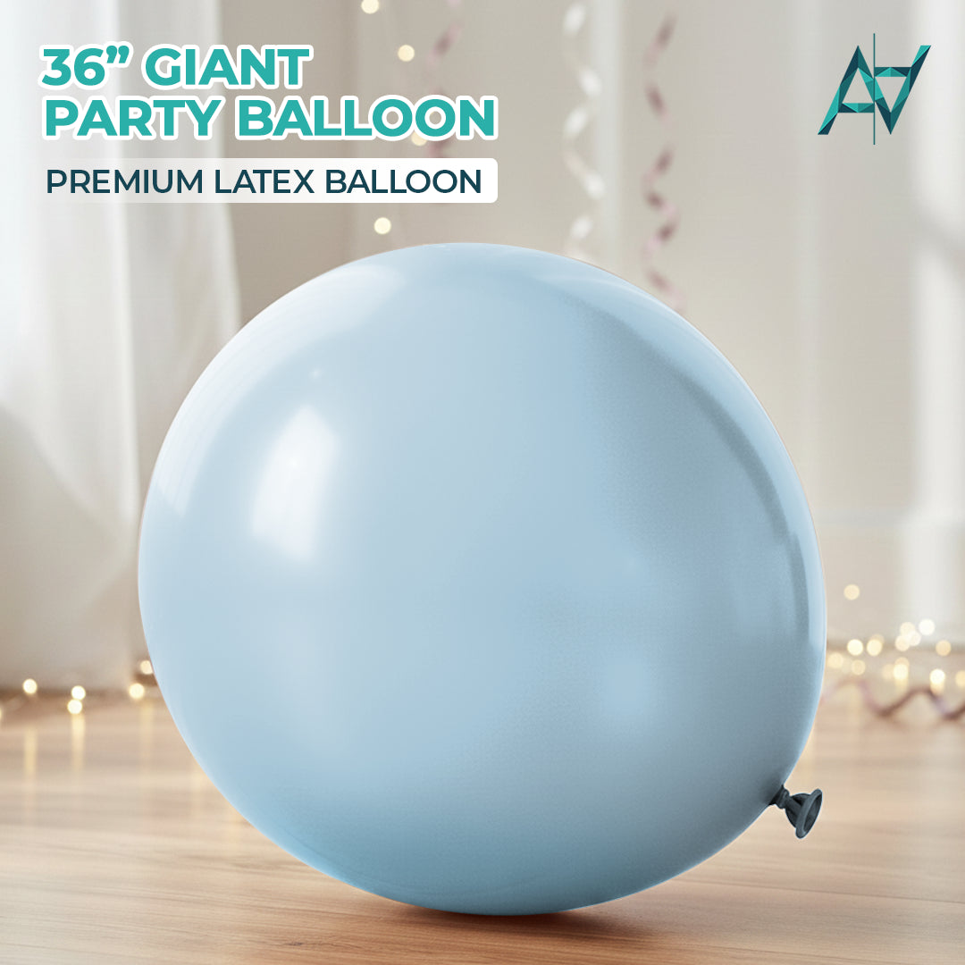 White Blue Giant Latex Balloon – 36 inch Oversized Party Balloon for Decor & Photos - Aliakbardecoration