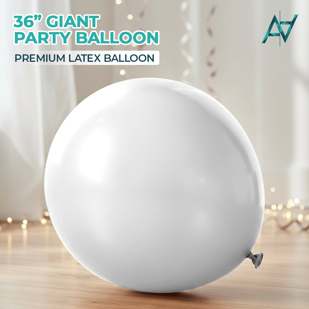 White Giant Latex Balloon – 36 inch Oversized Party Balloon for Decor & Photos - Aliakbardecoration