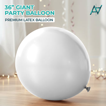 White Giant Latex Balloon – 36 inch Oversized Party Balloon for Decor & Photos - Aliakbardecoration